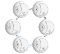 Hapippofa Interlinked Smoke Alarms for Home,10 Year Sensor Life Fire Alarms with Test/Silent Button, Replaceable 9V Battery Powered Smoke Detector,Conforms to EN 14604 Standard,6 PCS