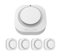 Hapippofa Smoke Alarm for Home, Fire Alarm Replaceable Battery Operated with LED Indicator & Silence Button, Smoke Detector 10-Year Sensor life, Conforms to EN 14604 Standard,5 PACK