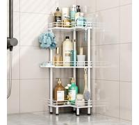 HapiRm Freestanding Shower Caddy Corner - 3 Tier Shower Storage with Soap Holder, Stainless Steel Corner Bathroom Storage with 4 Hooks for Shampoo, Tall Floor Bathroom Caddy Freestanding
