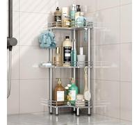 HapiRm Freestanding Shower Caddy Corner - 3 Tier Shower Storage with Soap Holder, Stainless Steel Corner Bathroom Storage with 4 Hooks for Shampoo, Tall Floor Bathroom Caddy Freestanding