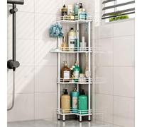 HapiRm Freestanding Shower Caddy Corner - 4 Tier Shower Storage with Soap Holder, Stainless Steel Corner Bathroom Storage with 4 Hooks for Shampoo, Tall Floor Bathroom Caddy Freestanding