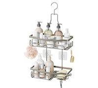 HapiRm Hanging Shower Caddy - No Drilling Shower Shelf with Razor & Soap Holder, Rust-resistant Bathroom Shelves for Accessories Shampoo, Conditioner, 2 Tier Shelf Organiser, 3 Screw Adhesives