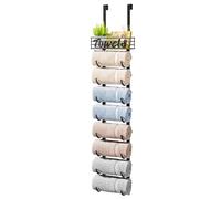 HapiRm Over Door Towel Rack-Towel Storage Rack Wall Mounted with Metal Shelf, 9-Tier Over Door Towel Rail, Towel Holder, Black