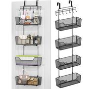 HapiRm Over The Door Organizer - Hanging Door Organizer with 4 Metal Large Capacity Baskets and Adjustable Coat Hook, Behind Door Storage for Bathroom Bedroom Kitchen Pantry Closet Cabinet