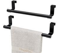 HapiRm Over the Door Towel Rail, Black Kitchen Towel Holder with Protective Pads, Stainless Steel Kitchen Towel Rail No Drilling, Rustproof Towel Storage for Cabinet Door, 2 Pack, 23.5cm