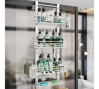 HapiRm Shower Caddy Hanging - 4 Tier Over Door Shower Caddy, Bathroom Storage with 22 Hooks and 2 Toothbrush Holders, No Drilling Adjustable Bathroom Shelf- White
