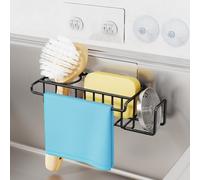 HapiRm Sink Caddy Sponge Holder- 4 in 1 Rustproof Kitchen Sink Organiser | Kitchen Tidy for Sponges, Washing Up Brush, Wash Up Liquid and Sink Stopper, Wall Mounted/Hanging, 22 * 9.2 * 6.5cm