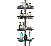 HapiRm Telescopic Shower Caddy - Bathroom Corner Shower Caddy with 4 Tier & 22 hooks, No Drilling Adjustable Storage Organiser, Rustproof Shower Shelf