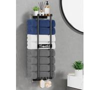 HapiRm Towel Rack Wall Mounted - 6 Hooks with Top Shelf,No Drilling
