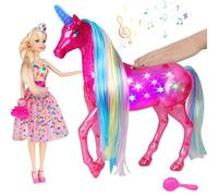 HAPITOIZ Large Maigcal Unicorn and Princess Doll, My Dream Unicorn Toys with Magical Rainbow Lights & Realistic Horse Sounds, Ideal Unicorn Gifts Horse Play Set for Girls 3-9