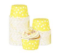 Hapivida 100 Pcs Mini Yellow Paper Baking Cups, Greaseproof Cupcake Baking Cases, Small Muffin Cases Liners for Wedding, Birthday, Halloween, Graduation Parties