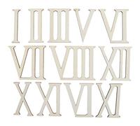 Hapivida 12Pcs Roman Numeral Wall Decor, 7cm Wooden Roman Numerals Wall Clock Numbers Wooden Unfinished Wood Letters Roman Numerals Shapes for Painting Home Decor