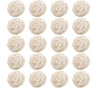 Hapivida 20Pcs Wicker Rattan Balls, Decorative Party Orbs Spheres Vase Fillers Small Animal Activity Toys for DIY Craft, Party, Wedding Table Decoration, Baby Shower (White)