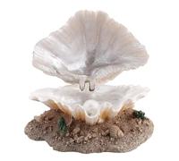 Hapivida Aquarium Shell Decoration, Aerating Action Ornament Giant Clam Fish Tank Aquarium Decor Shell Pearl Air Stone Bubble Decoration for Fish Tank