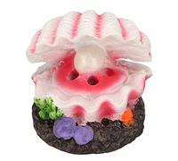 Hapivida Aquarium Shell Decoration, Bubbler Volcano with Air Stone Fish Tank Bubble Maker Air Bubbling Airstones Clam Pearl Ornaments for Fish Shrimp Crab Betta Tank