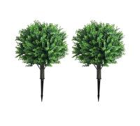 Hapivida Artificial Eucalyptus Topiary Ball Tree 17.7 Inch, 2 PCS Fake Plant Greenery Shrub Bush with Ground Spike, Premium PE Material for Garden, Porch, Yard, Patio, Indoor and O
