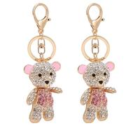 Hapivida Bear Key Chain, Metal Keyring Cute Keychain with Shiny Rhinestone Gold Bear Pendants Animal Keychain Key Clip Backpack Accessories for Girls Women (2Pcs)