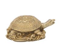 Hapivida Brass Tortoise Statue, Handcrafted Chinese Gold Tortoise Sculpture Desk Ornament Home Decor Indoor Outdoor Collectible Gift 21x18cm