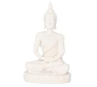 Hapivida Buddha Statue Home Decor, 4.3inch Sandstone Resin Bodhisattva Statues Small Fengshui Sandstone Buddha Statues Meditating Seated Carving Figurine Craft(White)