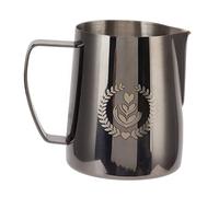 Hapivida Coffee Art Cup 304 Stainless Steel Milk Frothing Jug 350ml (Silver Black)