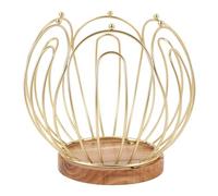 Hapivida Coffee Pod Holder Basket, Metal Wire Coffee Capsule Storage Organizer with Wooden Base for Home Kitchen Countertop Table