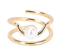 Hapivida Copper Finger Nail Knuckle Rings, Exquisite Pearl Fingertip Jewelry Accessories Simple Stylish Design, Knuckle Rings 1.5x0.7cm for Women Girls Party Wedding Daily Wear (3052 Gold)