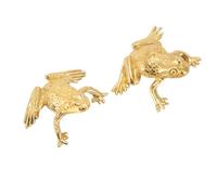 Hapivida Copper Money Frog, Vintage Brass Feng Shui Toad Figurine Lucky Wealth Decoration Sculpture Animal Ornament for Home Office Desk Living Room Gift