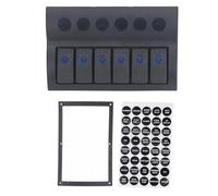 Hapivida Electrical Switch Panel 6 Gang Pre Wired Blue LED Switch Control Panel with Overload Protector, DC12V 24V Marine Boat RV ABS Material for Marine Lights Water Pu