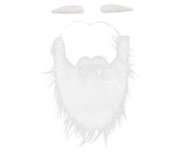Hapivida Fake Mustache Beards with Adjustable Elastic Band, Self Adhesive Santa Claus Beard Set for Christmas Halloween Costume Parties, Long White Beard