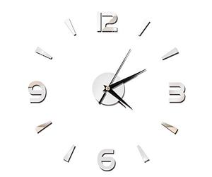 Hapivida Frameless Wall Clock Sticker, Modern Self-Adhesive Acrylic Mirror Clock with Large Numbers for Easy Reading, DIY Home Office Decor for Living Room Bedroom Kitchen