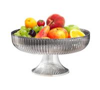 Hapivida Fruit Bowl, Pedestal Fruit Bowl Plastic Fruits Serving Tray Decorative Round Footed Fruit Dessert Snack Display Basket for Kitchen Counter Decor Table Centerpiece (Grey)