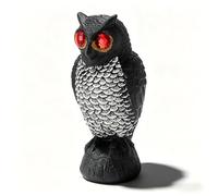 Hapivida Garden Owl Decoy to Scare Birds Away Realistic Plastic Bird Deterrent Statue with Reflective Eyes for Outdoor Pest Control in Patios, Backyards and Gardens