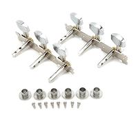 Hapivida Guitar String Button, 3-in Line 2-Hole Steel Column Zinc Alloy Chrome Plated Machine Head Tuning Pegs, Replacement Part for Acoustic Folk Guitars Instrument Accessories