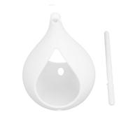 Hapivida Hanging Bird Feeder, Outdoor Bird Feed Holder with Perch Pole Raindrop Shape, Large Capacity Plastic Hanging Bird House for Gardens Balconies Bird Watching (White)