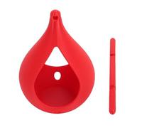 Hapivida Hanging Bird Feeder, Outdoor Bird Feed Holder with Perch Pole Raindrop Shape, Large Capacity Plastic Hanging Bird House for Gardens Balconies Bird Watching (Red)