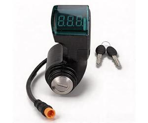 Hapivida Key Ignition Ebike Throttle with LED Display, E-Scooter Handlebar Lock Ignition Switch with 2 Keys for M5 Electric Bike Replacement