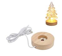 Hapivida LED Display Base, Premium Wooden LED Light Base with USB Power, 8cm Diameter, Solid Oak for Crystal Glass Art and Jewelry Display