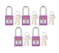 Hapivida Lockout Tagout Padlock 38mm with 10 Keys Writable Labels, One-Piece Impact-Resistant Shell Temperature -57℃ to +177℃ Reinforced Nylon PA for Industrial Machiner (Purple)