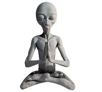 Hapivida Meditating Alien Statue, Alien Resin Statue Ornament Garden Art Sculpture for Indoor Outdoor Home Office Patio Lawn Yard Decor