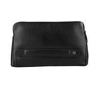 Hapivida Men's Leather Wallet with Smart Fingerprint Lock, FL V1 Zippered Security Handbag Capacitive Fingerprint Recognition 0.5s Unlock Top Layer Cowhide Type C Charging for Anti