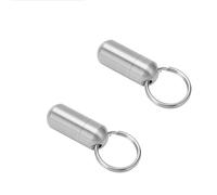 Hapivida Mini Medicine Bottle, Pack of 2, Waterproof Stainless Steel Pill Box, Key Ring for Travel, Camping, Hiking, Small Metal Tablet Box for Outdoor Activities, Emergency