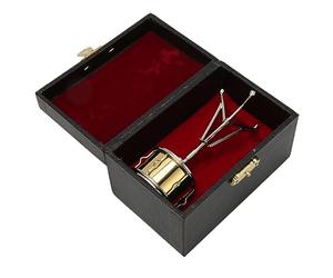 Hapivida Miniature Drum Set, Brass Mini Drum Model with Display Case Desktop Drum Set 9.5cm for Music Studio, Home Collection Display