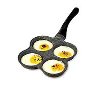 Hapivida Non-Stick Frying Pan with 4 Hole Pancake Pan Fried Egg Burger Pan Aluminum Breakfast Pan for Gas Stove, 14.4x7.7x1inch