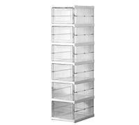 Hapivida Plastic Shoe Box, Clear Stackable Foldable Shoe Organizer Bin for Sneakers Boots Heels, Hard Plastic Shoe Storage Container with Door for Closet Bedroom, Space Saving Shoe (6 Layers
