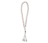 Hapivida Prayer Beads Bracelet, Elegant Resin Islamic Rosary with Smooth Polished Beads for Muslim Worship and Meditation, White