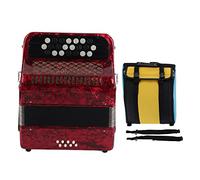 Hapivida Professional 22 Key 8 Bass Button Accordion for Beginners, Reed Instrument with Storage Bag, Ergonomic Design for Music Grade Testing and Practice Sessions (Red)