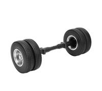 Hapivida RC Rear Axle Tire Wheel, Non Powered Spare Part for 1/14 Scale Tractor Trailer Model, 85mm Diameter Ripple Surface Rubber Tire with Aluminum Alloy Hub, Durable High Load B