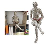 Hapivida Reading Woman Sculpture, Abstract Thinker Resin Figurine, Bookworm Statue for Book Lovers, Handcrafted Pulp Molding Office Ornament, Collectible Bookshelf Decor