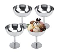 Hapivida Set of 4 Ice Cream Sundae Bowls, 200ml Stainless Steel Dessert Cups Footed Trifle Bowl Serving Dishes Mini Milk Shake Cups for Ice Cream, Desserts, Pudding, Fruit, Appetizer, Salad (Tall*4)