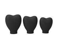 Hapivida Silicone Makeup Brush Cover, 3pcs Heart Shaped Cosmetic Brush Guard Cap, Portable Storage Case for Travel and Home Use, Perfect for Women and Girls (Black)